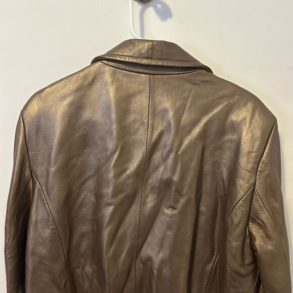 Worthington Genuine Lambskin Leather Coat Jacket Women’s XL metallic gold money - Picture 6 of 8